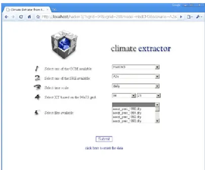 Figure 3.2 – Web based tool to extract global climate data to one chosen grid box. 