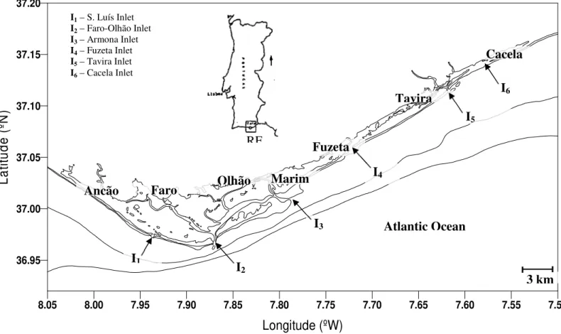 Figure 2.1 - Geographic location of the Ria Formosa lagoon. 