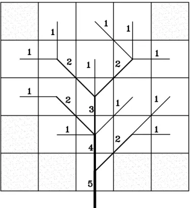 Figura 4.5: Rede de drenagem da bacia hidrogr´afica e classifica¸c˜ao do n´ umero de ordem das linhas de ´agua.
