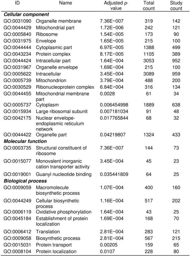 Tabela  2  –  Termos  GO  enriquecidos  dentre  os  genes  expressos  em  vermes  adultos  de  S