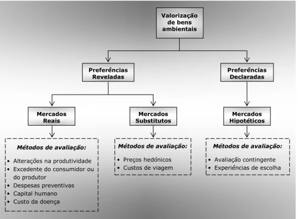 Figura 2.1 – Métodos de avaliação de bens ambientais. 