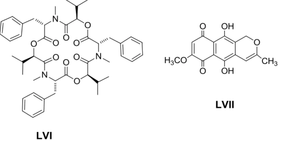 Figura 7. Metabólitos isolados do fungo endofítico Fusarium oxysporum SS46 