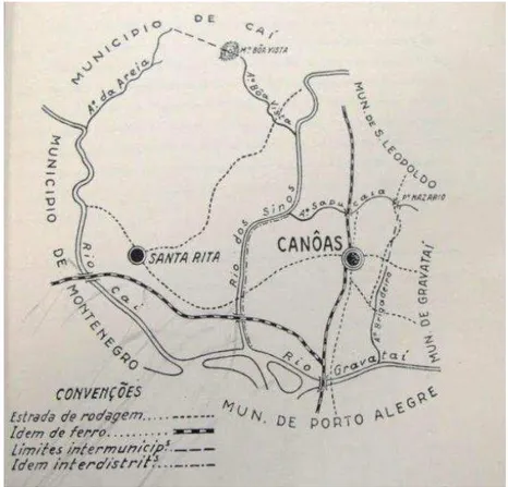 Figura 11 - Mapa da área total do Município de Canoas, 1939 