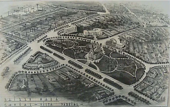Figura 14 - Perspectiva detalhada do Centro Cívico da Vila Mauá, 1944 