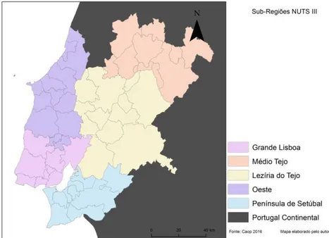 Figura  5 - Sub regiões NUTS III da Região de Lisboa e Vale do Tejo 