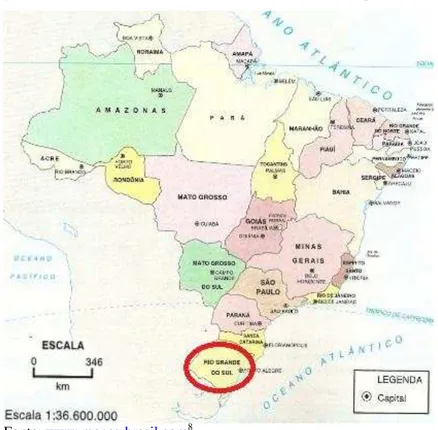 Figura 2  – Localização do Rio Grande do Sul no Mapa do Brasil 