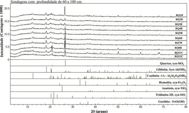 Figura  4.47  –   Difratogramas  das  amostras  da  Topossequência  do  córrego  Quinze  para  os  horizontes B e C