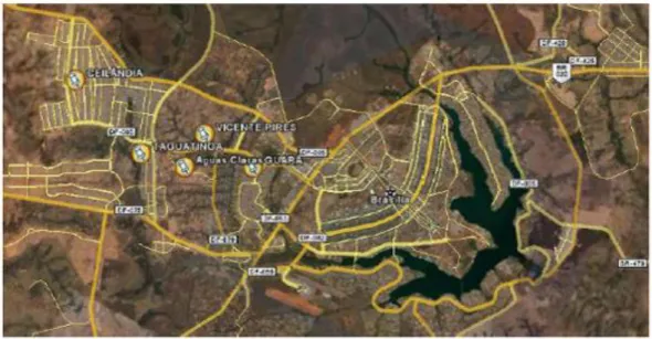 Figura 2: Mapa de localização de Águas Claras no Distrito Federal  Fonte: Google Maps  –  12/2014 