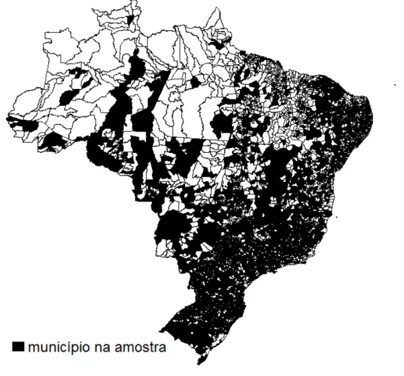 Figura 1 – Território dos municípios cobertos na amostra Fonte: elaborado pelo autor.