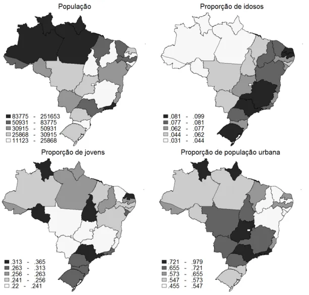Figura 2 – Média das variáveis demográﬁcas dos municípios da amostra por Unidade Federativa