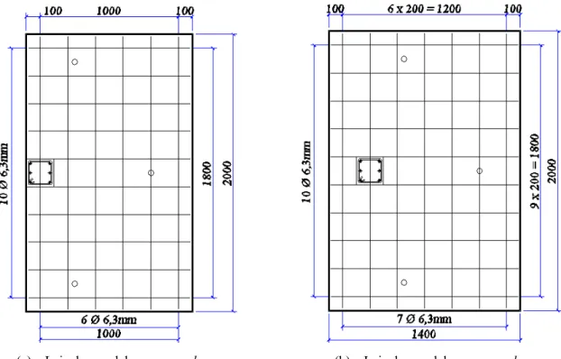 Figura 3.4 – Armadura passiva inferior de flexão para todas as lajes dos modelos, com                      e sem overhang