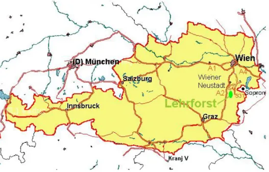 Figure 2.1 Location of the Rosalia Forest referred to as Lehforst (Teaching forest grounds).