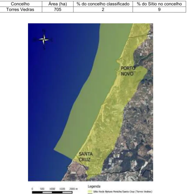 Tabela 7. Sítio Rede Natura Peniche/Santa Cruz no concelho de Torres Vedras 