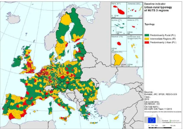 Figura 2.1 - Regiões rurais da União Europeia pelo método da CE (European  Commission, 2013)