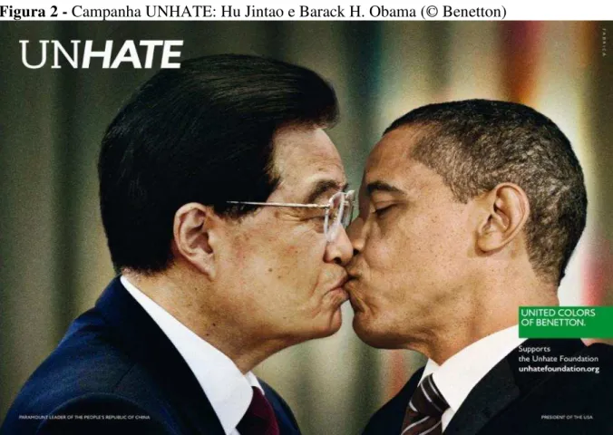 Figura 2 - Campanha UNHATE: Hu Jintao e Barack H. Obama (© Benetton) 