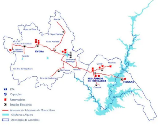 Figura 4.2 - Sistema Multimunicipal de Abastecimento de Água do Centro Alentejo   (adaptado de AdLVT, 2016) 