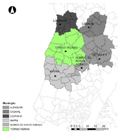 Figura  3.1  -  Mapa  do  enquadramento  do  concelho  de  Torres  Vedras  (Fonte: 