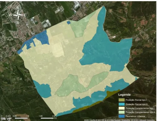 Figura 3.2 - Tipos de proteção do POPNA que abrangem a AE (Fonte: ICNF e Bing Maps) 