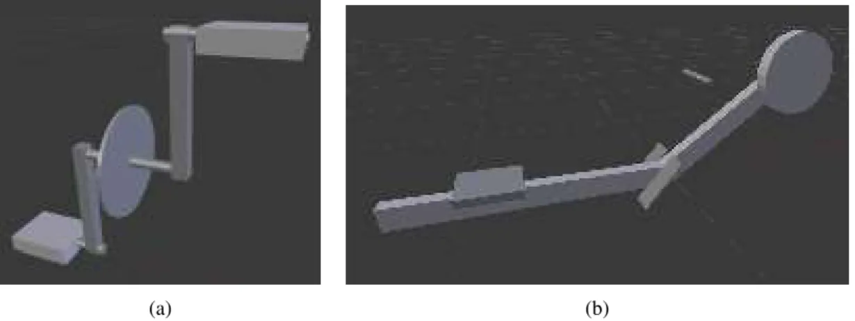 Figure 4.1: (a) Cycling and (b) rowing models designed using Blender. Dimensions are based on measurements from real equipment.