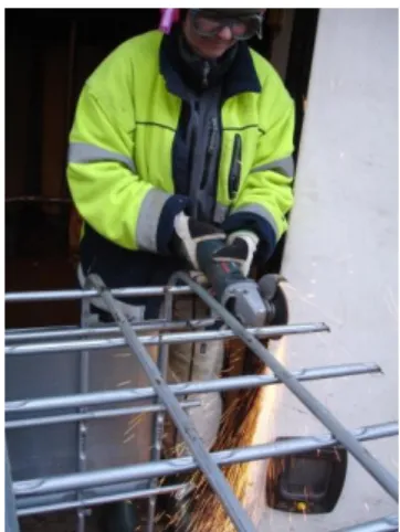 Figure  3.4.  Cutting  the  IBC metal  frame  where  the  grow  bed  will  rest.  February  13 th 2014