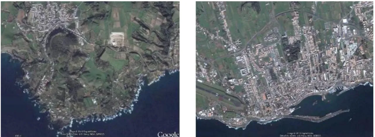 Figura 2.27 - Localidade de Água de Pau e Cidade de Ponta Delgada, Ilha de S. Miguel. 
