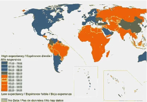 Figura 1 - Expectativa de vida saudável no mundo  5