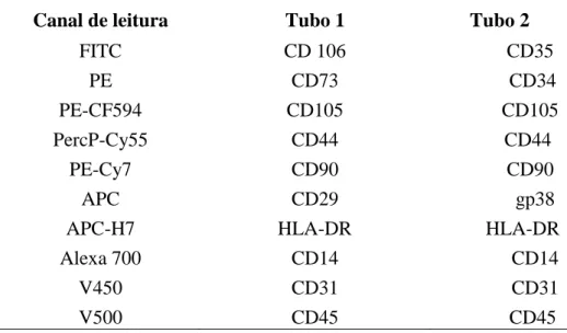Tabela 2.  Painel utilizado na identificação e caracterização das FRCs 