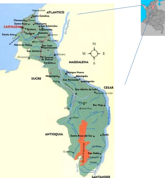 Figura 1. Departamento de Bolívar-Colômbia com seus municípios 26 . 