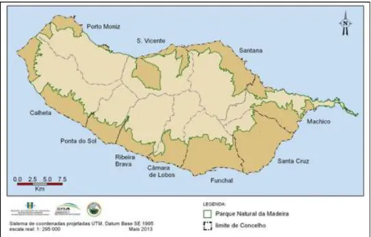 Figura 13. Parque Natural da Madeira. Fonte: http://www.pnm.pt/images/stories/mapapnm.jpg, consultado a 19  de Março de 2015