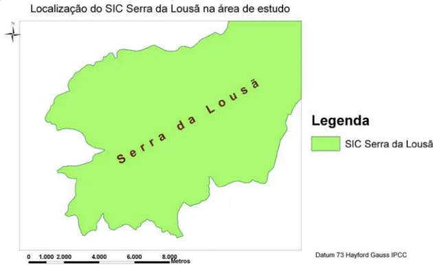 Figura 4.3 - Localização do Sítio da Rede Natura 2000 Serra da Lousã na área de estudo