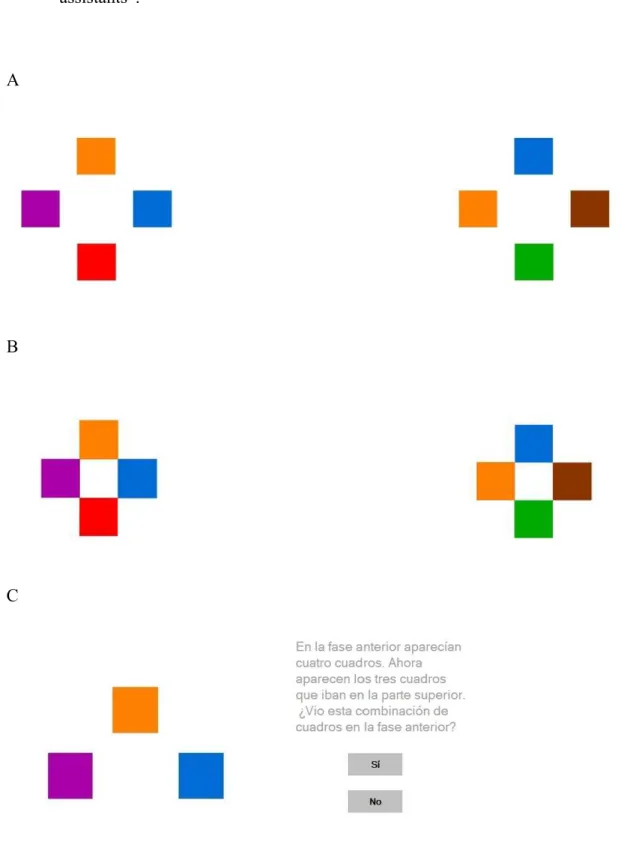 Figure  9.  Examples  of  images  used  in  Experiments  4.1,  4.2,  and  4.3.  A)  Colored  squares  separated from each other