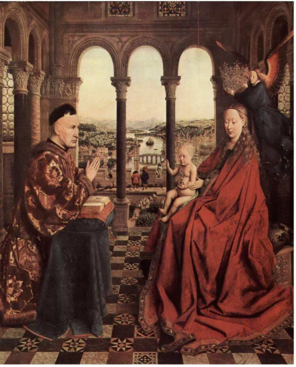 Figura 11 - EYCK, Jan Van. A Virgem do Chanceler Rolin, 1435.  Óleo sobre tela, 66  cm x 62 cm