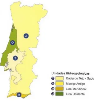 Figura 4.1 – Unidades Hidrogeológicas de Portugal Continental. Fonte: Ribeiro (2007). 