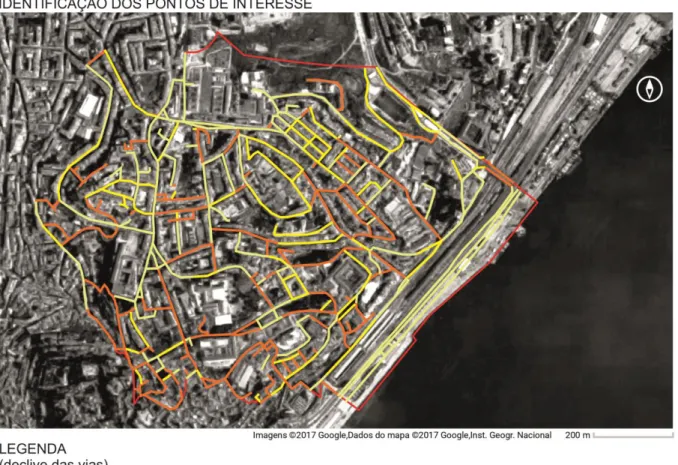 Figura 4.10  –  Identificação dos pontos de interesse na freguesia, declive das vias  –  Informações  de Mapas de Lisboa, CML, 2013 e elaboração própria 