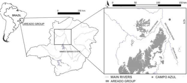 Figura  1:  Mapa  de  localização  do  afloramento  de  onde  os  restos  de  peixes  foram  coletados na Formação Quiricó