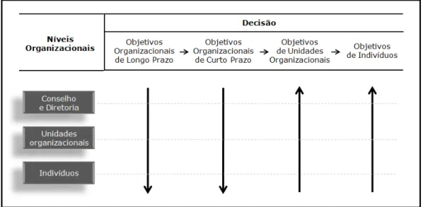 Ilustração 8 - Fluxo das decisões de objetivos nos diversos níveis organizacionais 