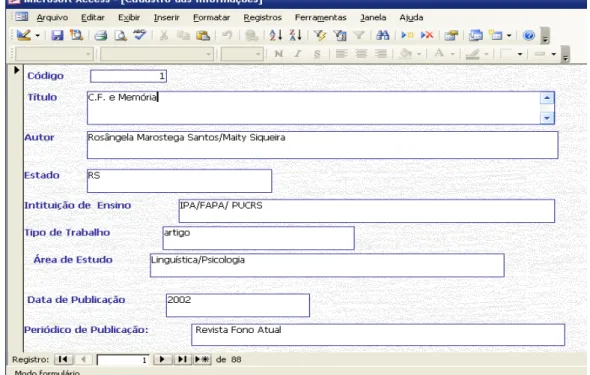 Figura 5 - Modelo de formulário do Microsoft Office Access 2003. 