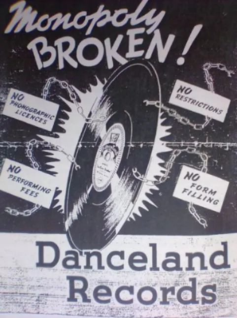 Figura  1.  Propaganda  dos  anos  1950  de  uma  das  primeiras  gravadoras  a  comercializar discos para o público das pistas de dança