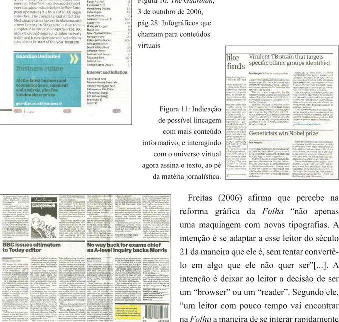 Figura 10: 7KH*XDUGLDQ, 3 de outubro de 2006,  pág 28: Infográficos que  chamam para conteúdos  virtuais