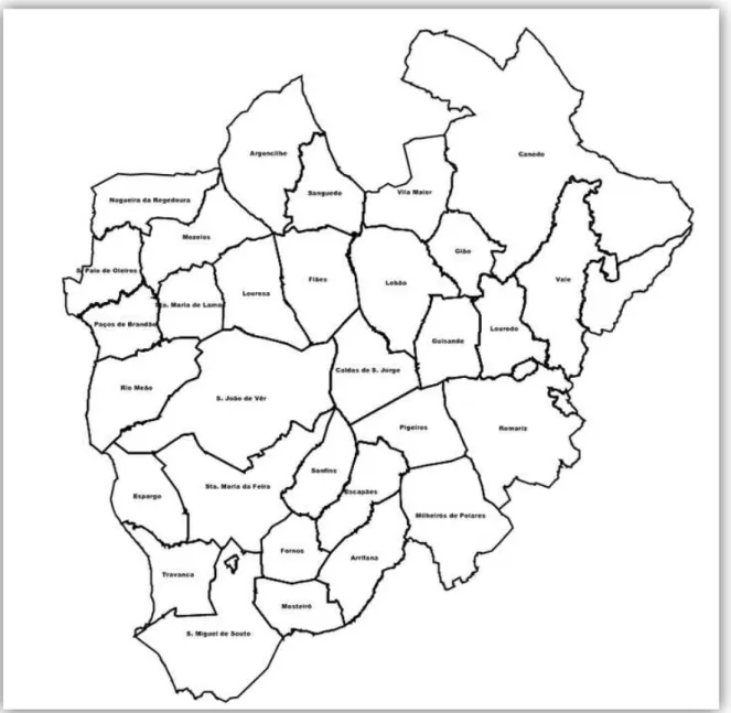 Figura 2.11 - Mapa das freguesias do Concelho de Santa Maria da Feira 