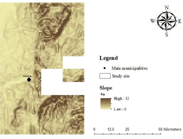 Figure 4 – Slope (%) in the study area. 