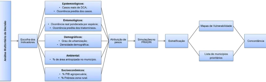 Figura 10: Fluxograma da metodologia da análise multicritério de decisão (ADM) usando o software PRADIN