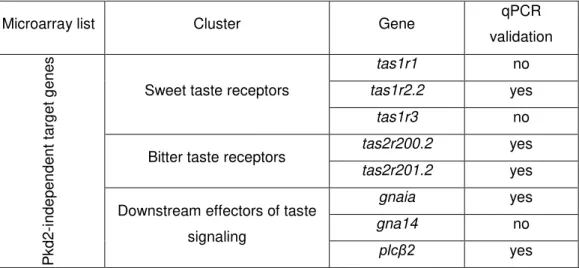 Table 3.1: Pkd2-independent target gene list and qPCR validation. 