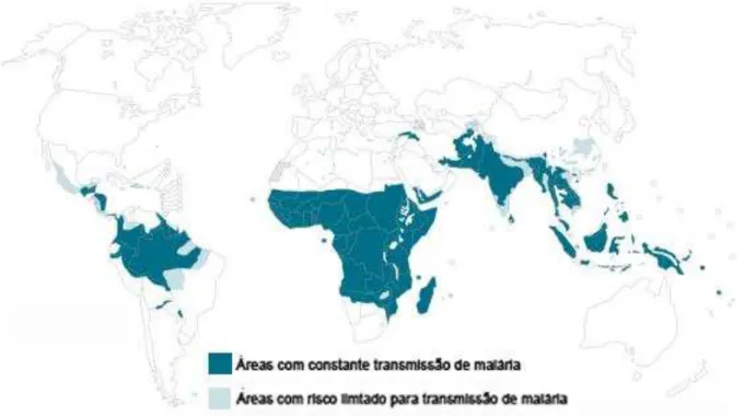 Figura 1 - Distribuição mundial da transmissão de malária. 