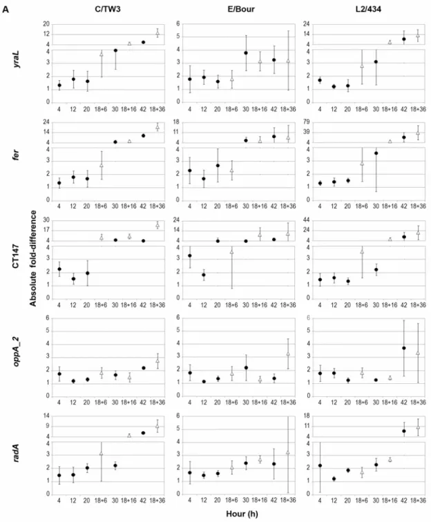 Figure 2.3 - Evaluation of expression stability of the 10 genes for C/TW3, E/Bour and  L2/434 prototype strains