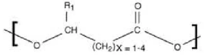 Figure  1.1  –  PHA structure where X is the number of carbon atoms in the linear structure of the polymer and R  the side chain