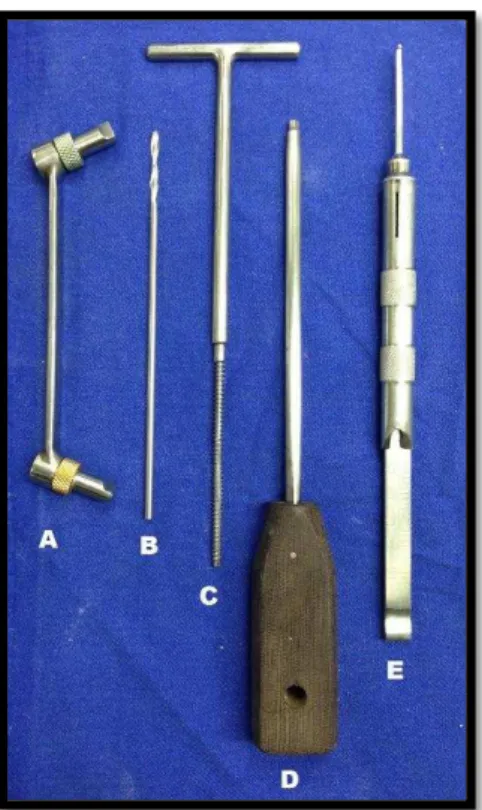 Figura 6- instrumental para fixação dos implantes após a realização da osteotomia. 