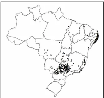 Figura 3.5 – Distribuição espacial das usinas no Brasil  Fonte: ANP, 2007 