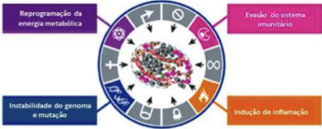 Figura I-3 - Diagrama esquemático das novas capacidades necessárias para a progressão tumoral (adaptado de  Hanahan e Weinberg, 2011)