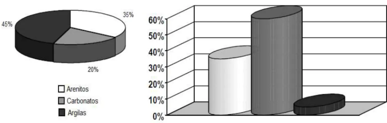 Figura 2.18 – Abundância de formações sedimentares e respectiva produção em reservatórios (adaptado  de Haliburton, 2001)